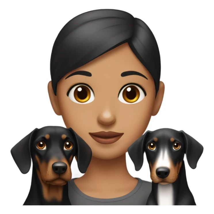 Doberman with a girl black hair sticker