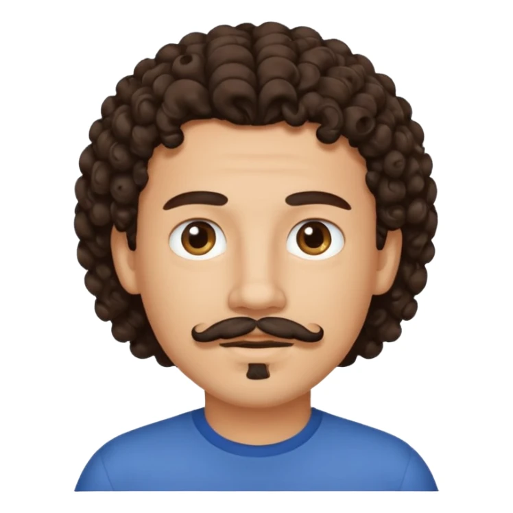 Boy with curly dark brown hair and a goatee and moustahce  sticker