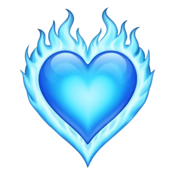 Blue flames in the shape of an all blue heart sticker