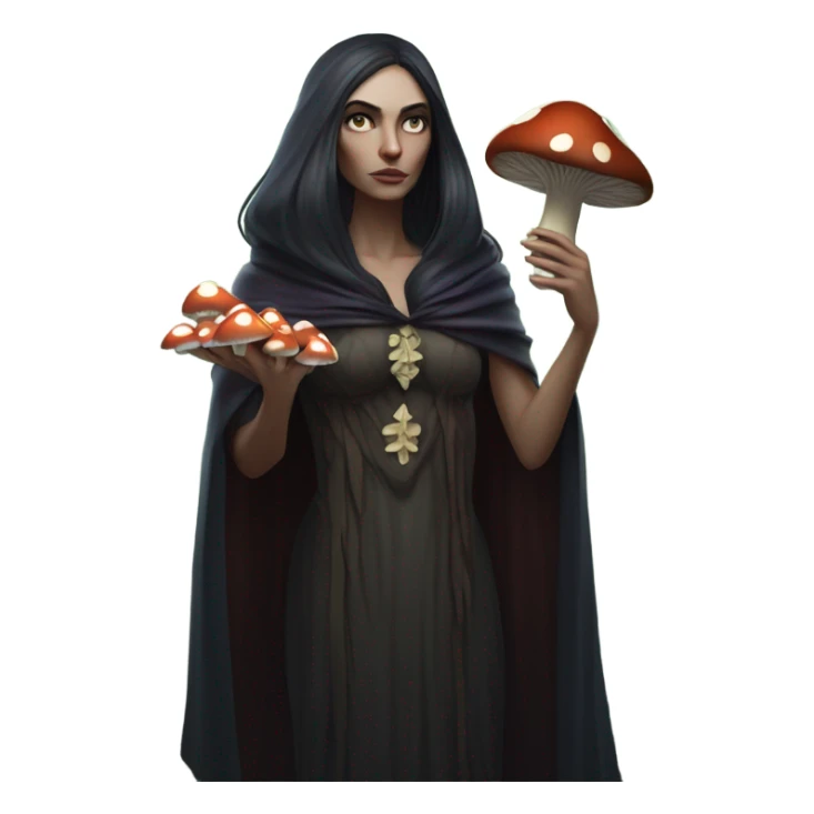 the morrigan walking in the woods with wisdom about mushrooms sticker