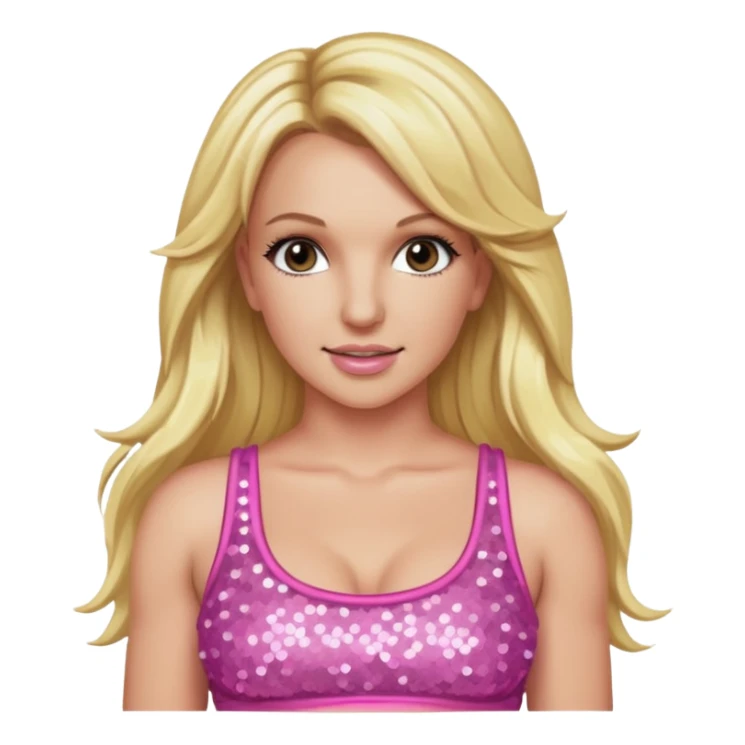 Britney Spears with long blonde hair, sequin pink crop top sticker