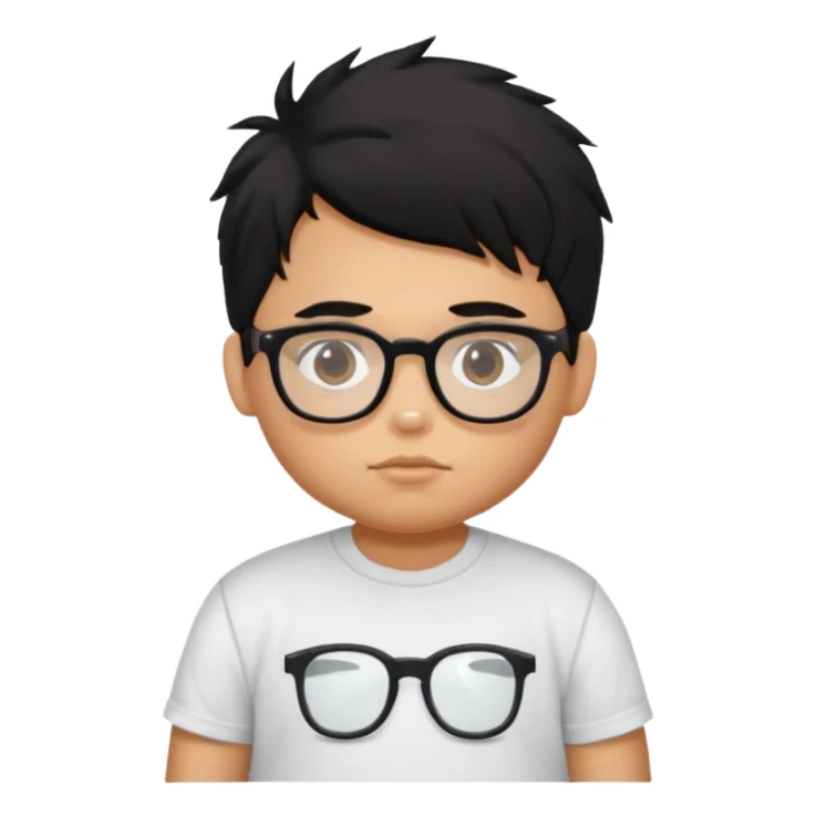 generate a pretty bratz boy with spectacles on, slightly fat, tan. Black hair messy sticker