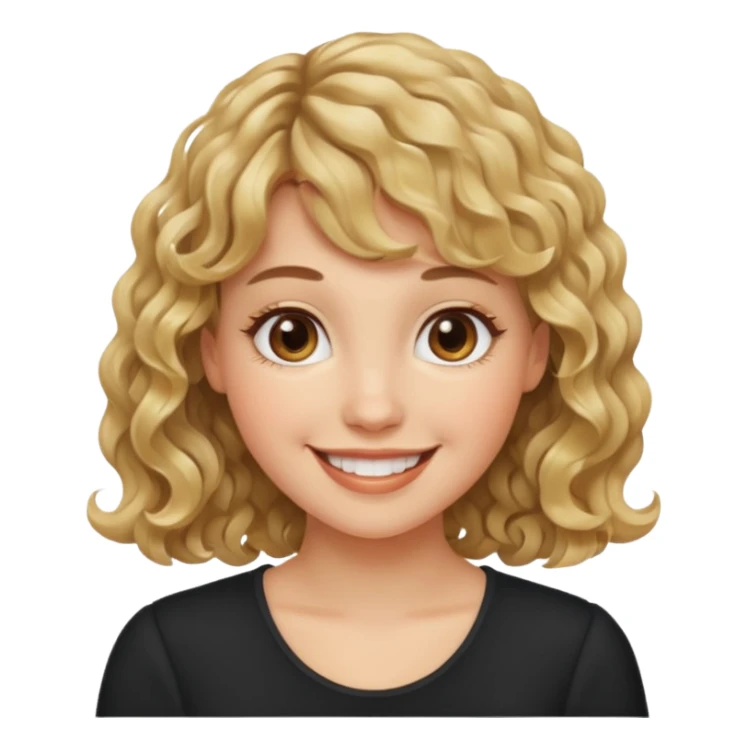 persona mujer con piel clara y rizos suaves color café con el fleco rubio sticker