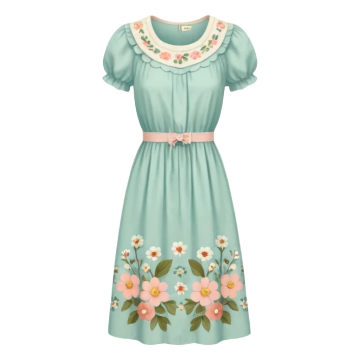 Cottagecore style ultra cute vintage material dress sticker