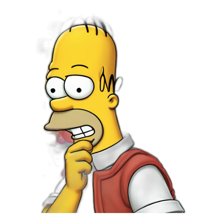 A caricature, Homer Simpson, hand-drawn with bubble on top his head with text "what the hell" make colorful sticker