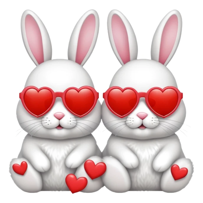 2 bunnies wearing sunglasses in love with hearts sticker
