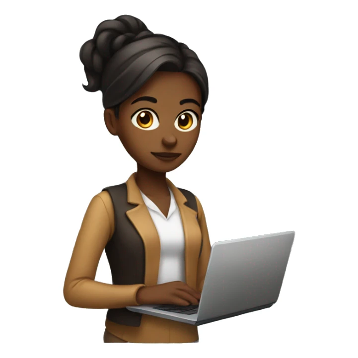 developer girl with laptop with brown skin and black straight hai sticker