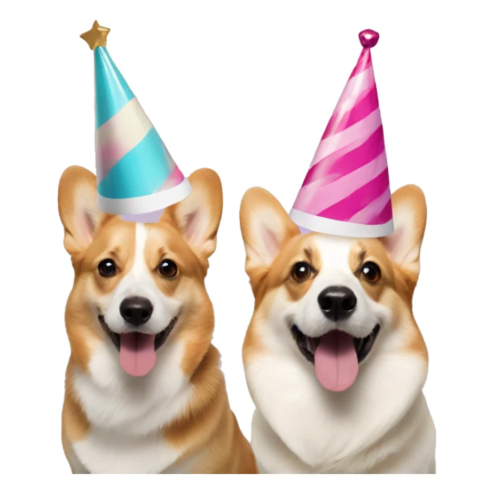 corgi and english cream with party hats sticker