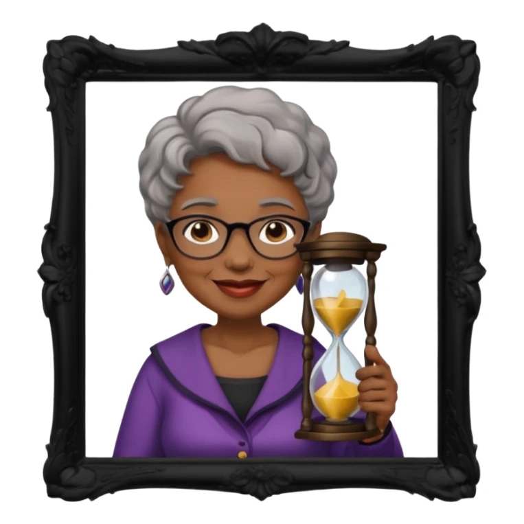black grandma holding hourglass in a frame sticker