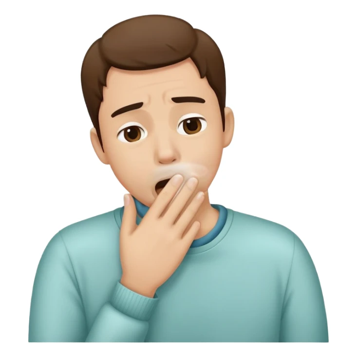 person covering their mouth with their hand while coughing, simple and expressive sticker