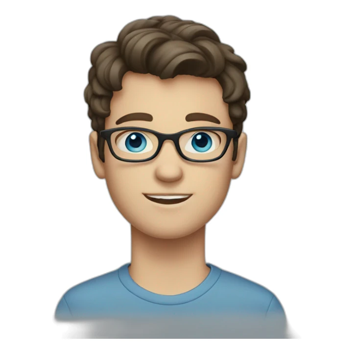 Brunette white boy with blue eyes with glasses sticker