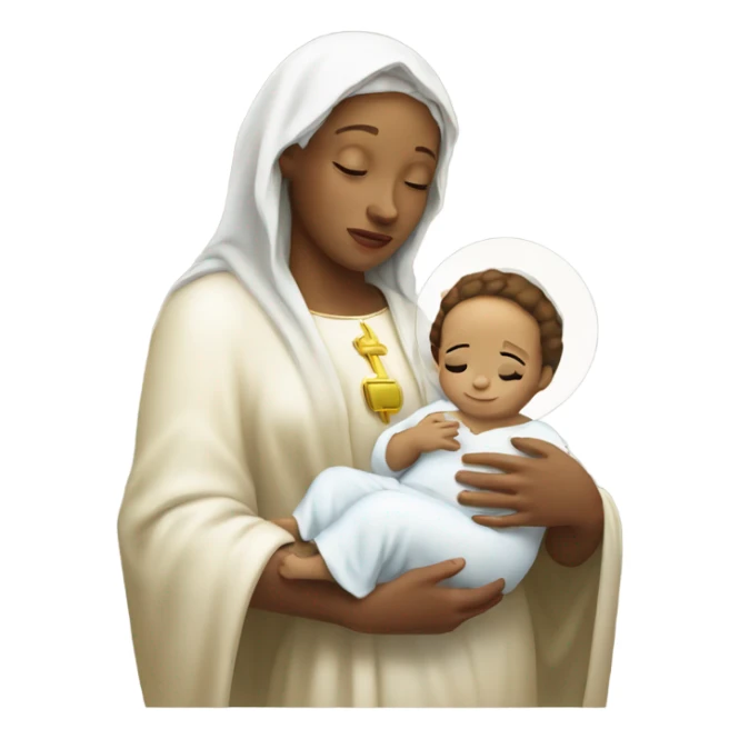 light skin virgin mary holding baby jesus sticker