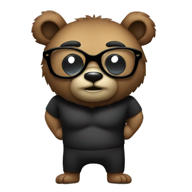 a moustachioed bear with muscular ,black square glasses full body sticker