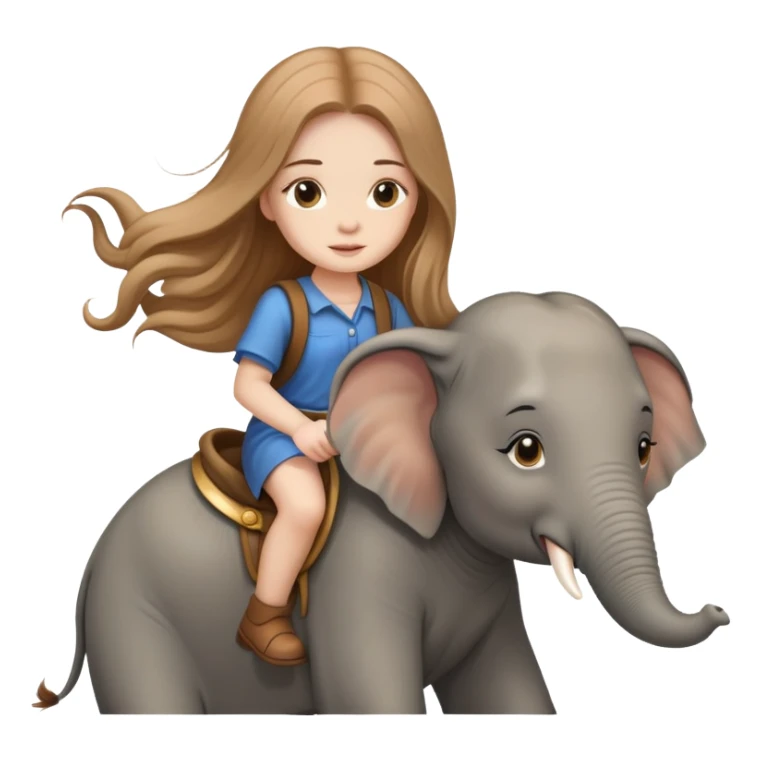 girl with light brown super long hair riding elephant  sticker