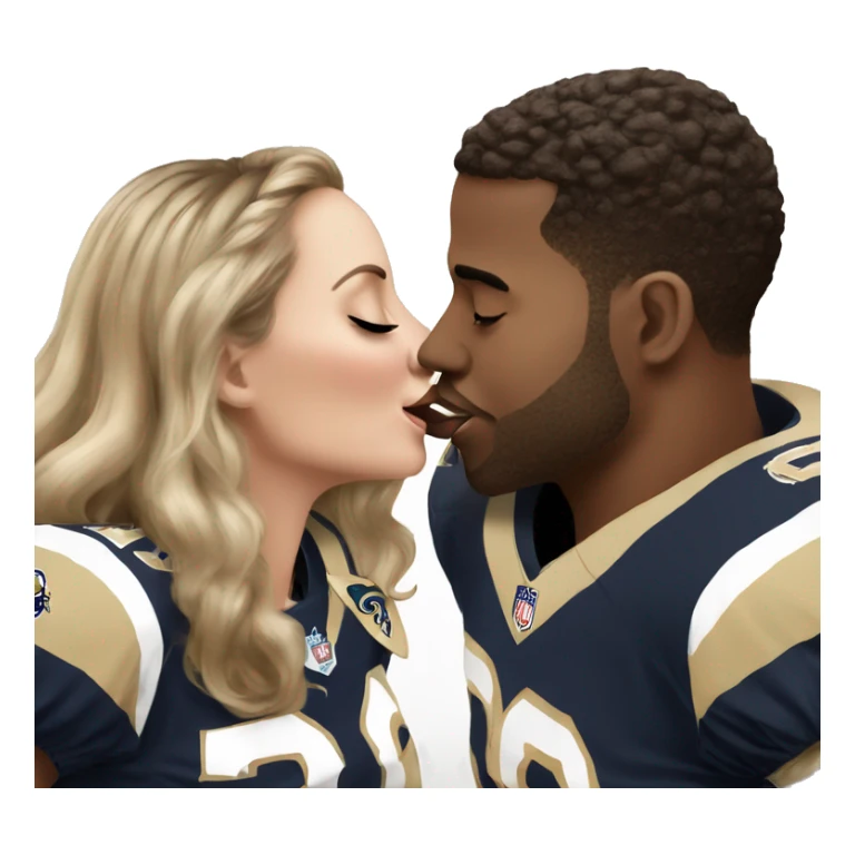 Girl in saints jersey kiss guy in rams jersey  sticker