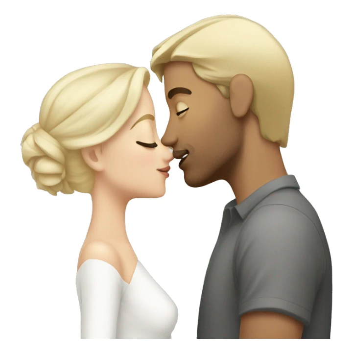 White blonde woman kissing white, brunette man sticker