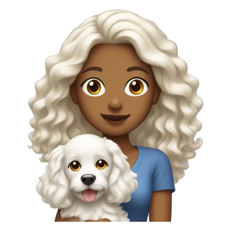 Tanned wavy hair girl with her white dog sticker