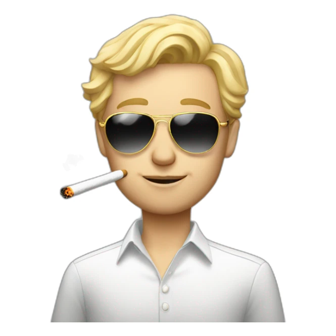blonde white man with golden aviator glasses smoking cigarette sticker