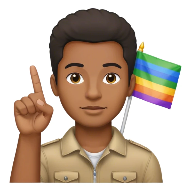 black man holding middle finger with pride flag in the other hand sticker