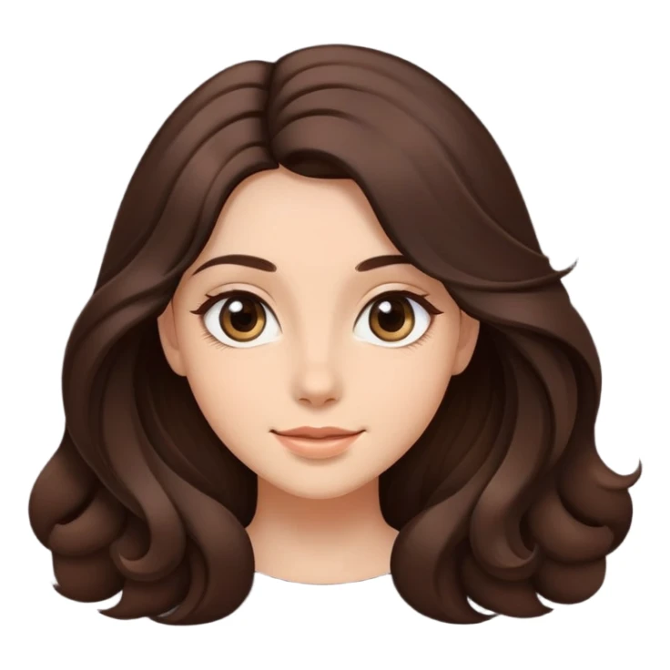 The young woman's face is rendered with the soft, rounded lines characteristic of Ghibli characters, giving her a youthful, innocent appearance. Her eyes are large and luminous, filled with a gentle warmth and a hint of quiet contemplation. Her smile is soft and subtle, conveying a sense of genuine kindness and inner peace.

Her hair, a cascade of dark, flowing strands, is rendered with meticulous detail. Each strand is carefully defined, catching the light and creating a sense of natural movement. The texture of her hair is soft and inviting, almost tangible. sticker