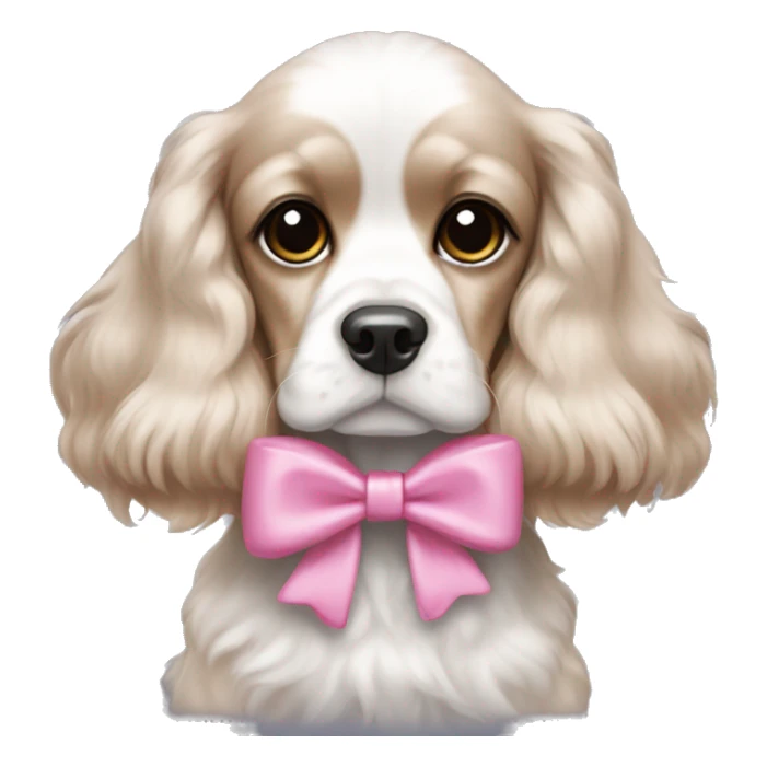 Black and white Cocker spaniel pink bow sticker