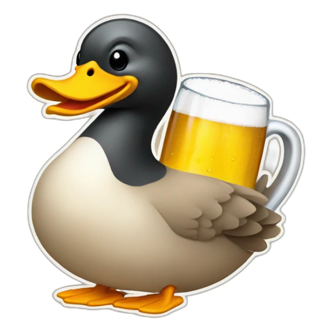 pato bebiendo jarra cerveza sticker