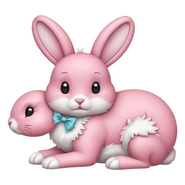 Pink bunny laying down with white bow on the side of her head sticker