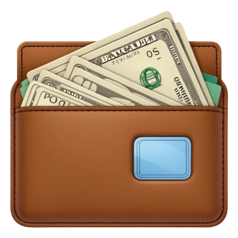 portefeuille marron avec quelques billets et carte bancaire sticker