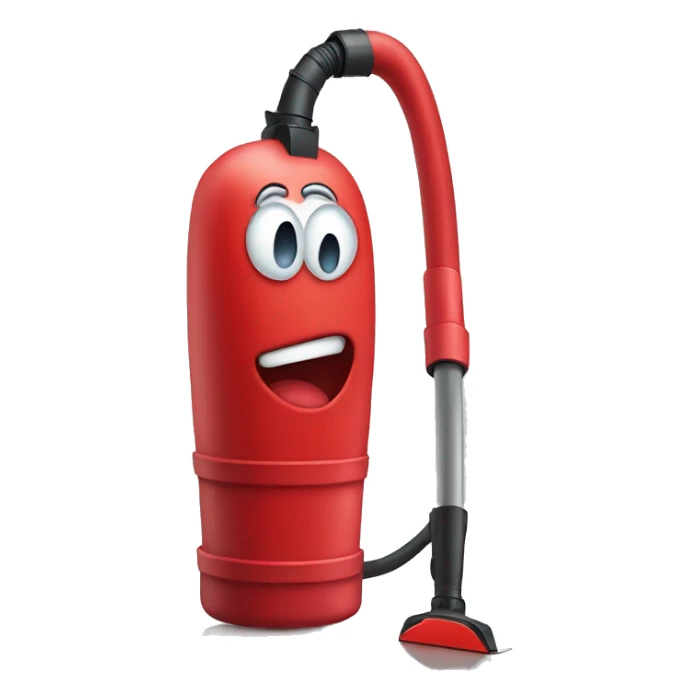 red vacuum with face sticker