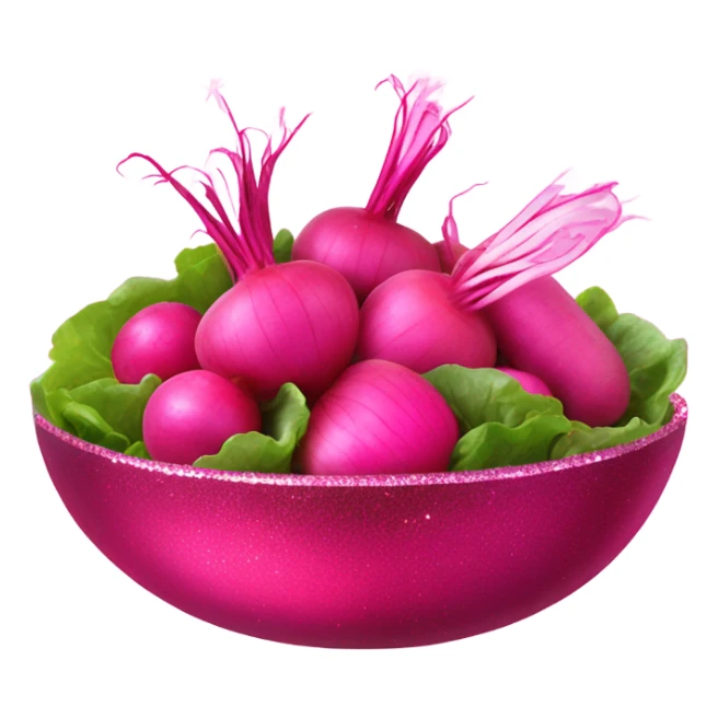 Hot pink salad with pink vegetables with glitter  sticker