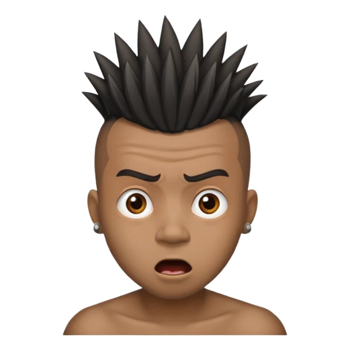 Black male with mohawk with a surprised look sticker