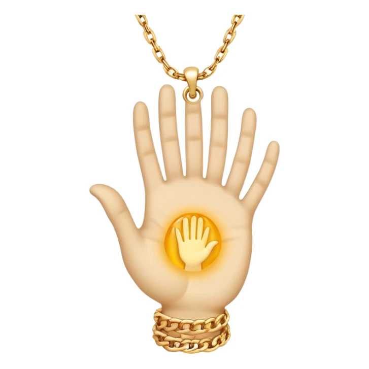 emojis for pendants with chains generally jewelry that is purposeful -- ethereal glowing hand with symbolic palm lines-- 5 fingers reading palm 
 sticker