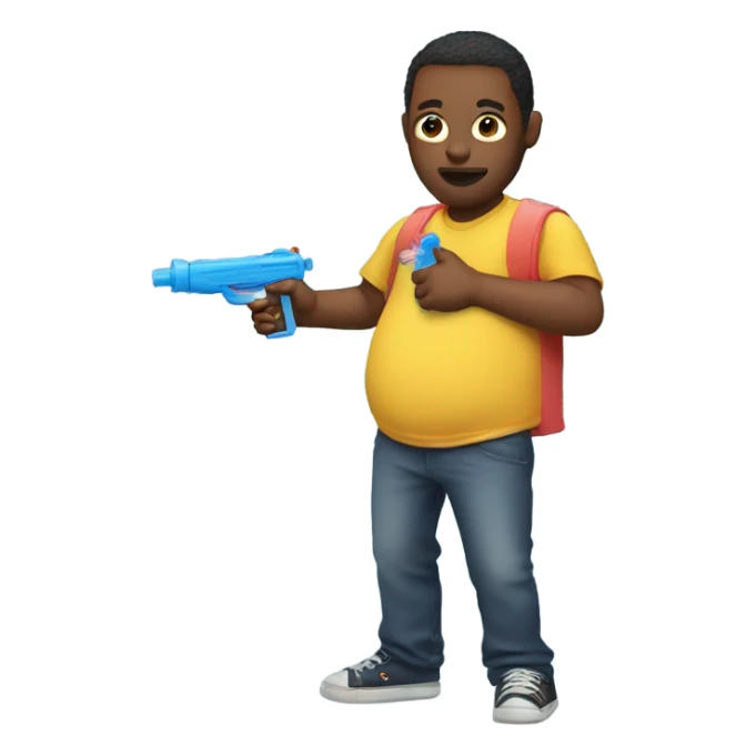 Pregnant man with a water gun sticker