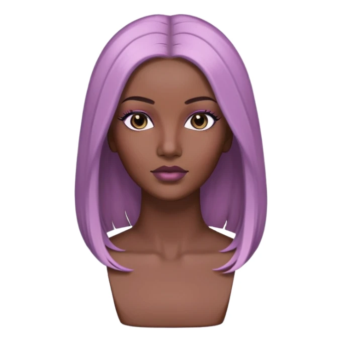 1. “Bust Down Wig Baddie” Emoji Icon  A dark-skinned faceless baddie mannequin wearing a sleek, middle-part bust down wig with laid baby hairs. Soft glam shine, mauve background, LayLab logo detail. sticker