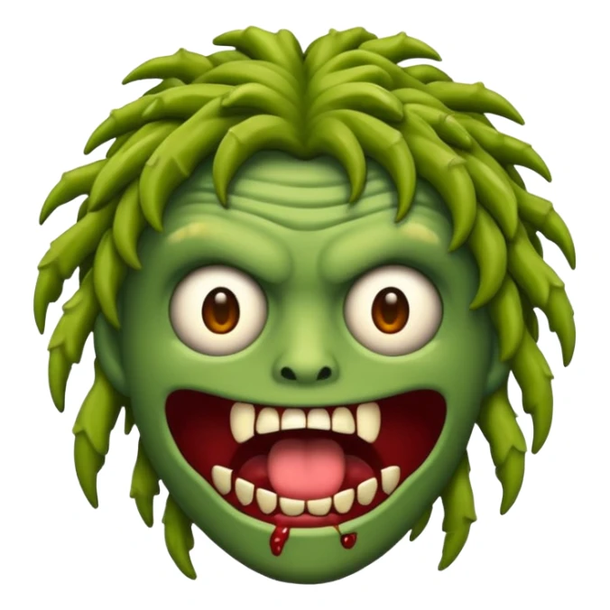 Faça um zumbi estilo emojis de iPhone, de uma moça parda dos cabelos ondulados  sticker