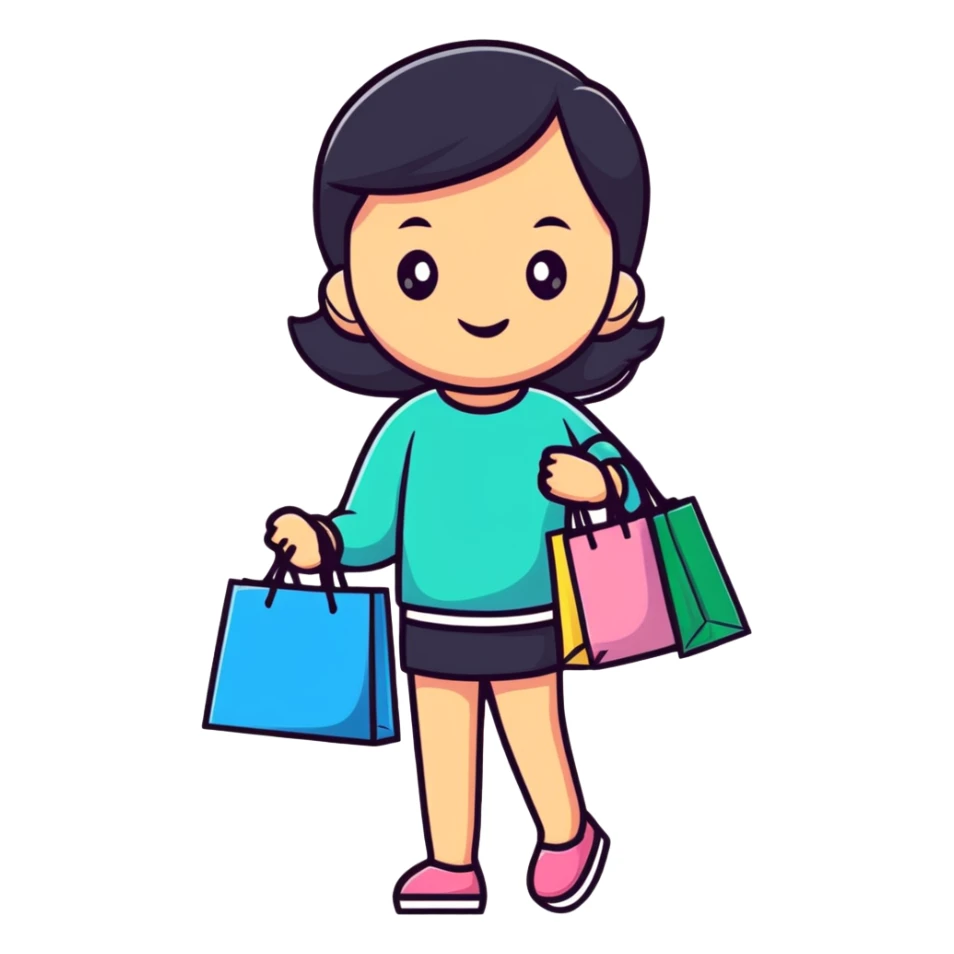 girl carrying shopping bags after shopping sticker