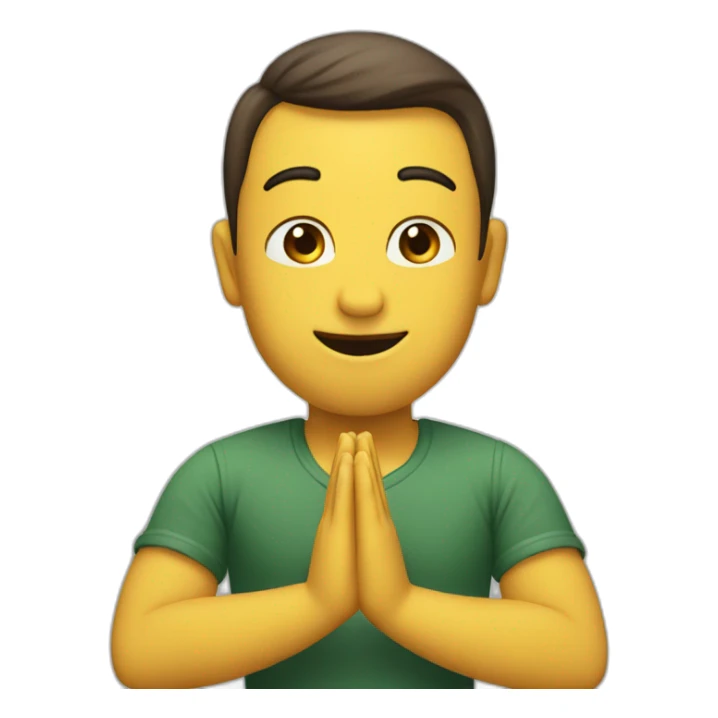 Emoji saying namaste with elbows tpuching sticker