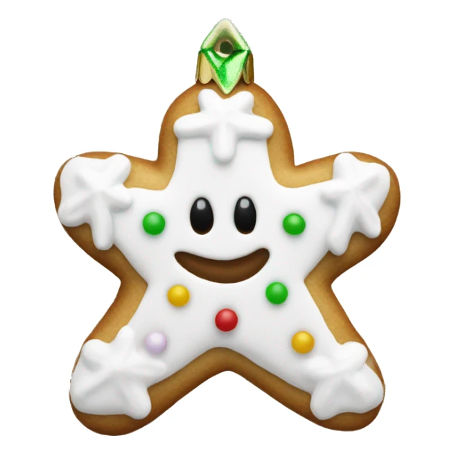 white frosted gingerbread cookie shaped like a christmas ornament sticker