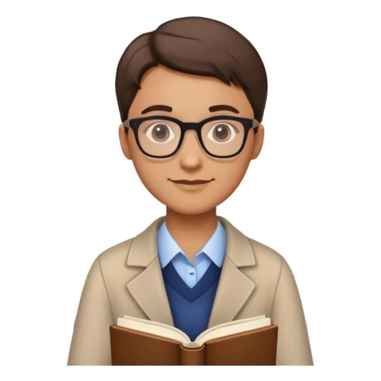 professional teacher with glasses and book sticker