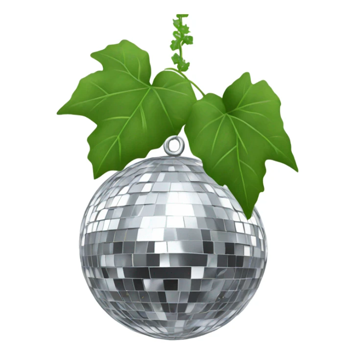 DISCO BALL WITH IVY LEAVES HANGING silver sticker