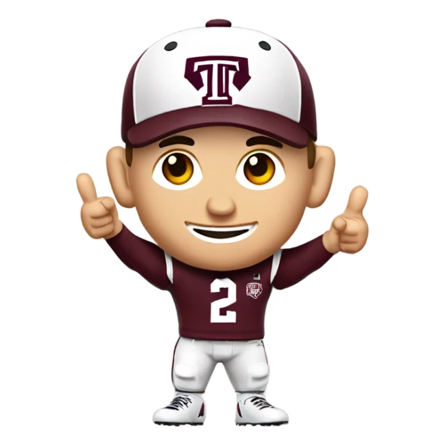 Johnny manziel in a Texas a&m maroon uniform holding up one thumb  sticker