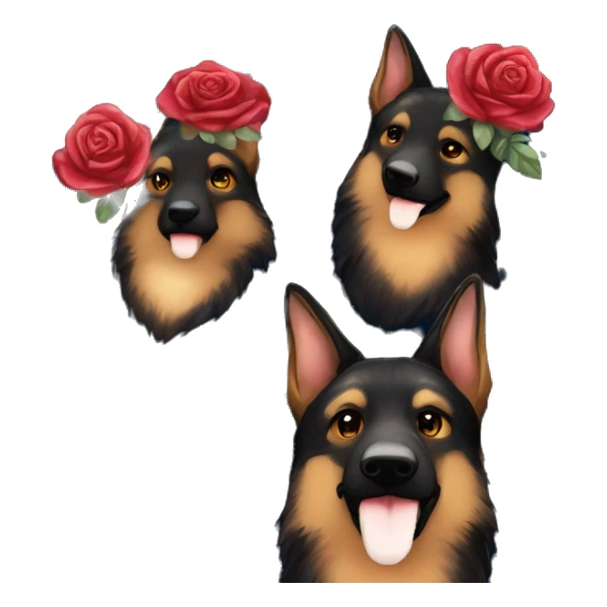 Midnight starry night stars dark Brindled German shepherd fox carrying glowing red lantern, fairy lights, rose flower crown, bokeh lights sticker