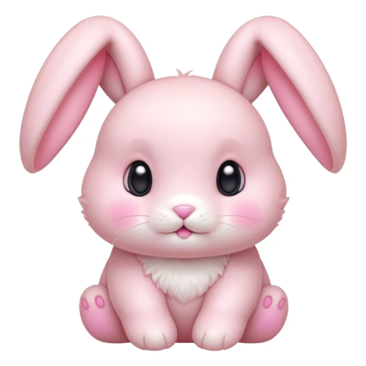 Cinematic adorable pastel pink bunny, chubby cheeks, tiny paws, sparkling round eyes, soft fur with a gentle glow, slightly tilted head, wearing a tiny bow, irresistibly cute and heartwarming. sticker