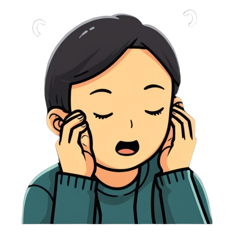 Personne qui a mal aux oreilles à cause du sons sticker