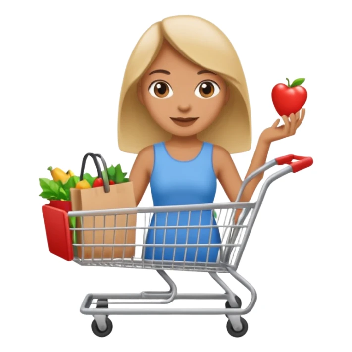 woman with shopping cart sticker