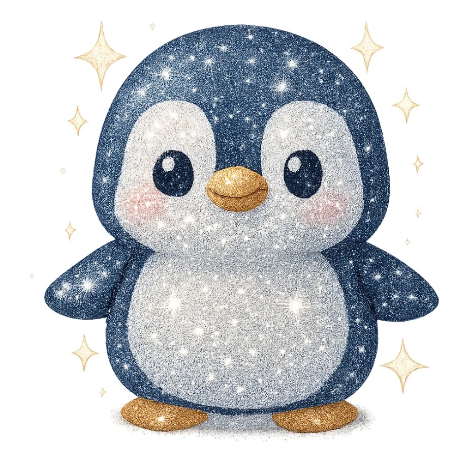 sparkly penguin sticker