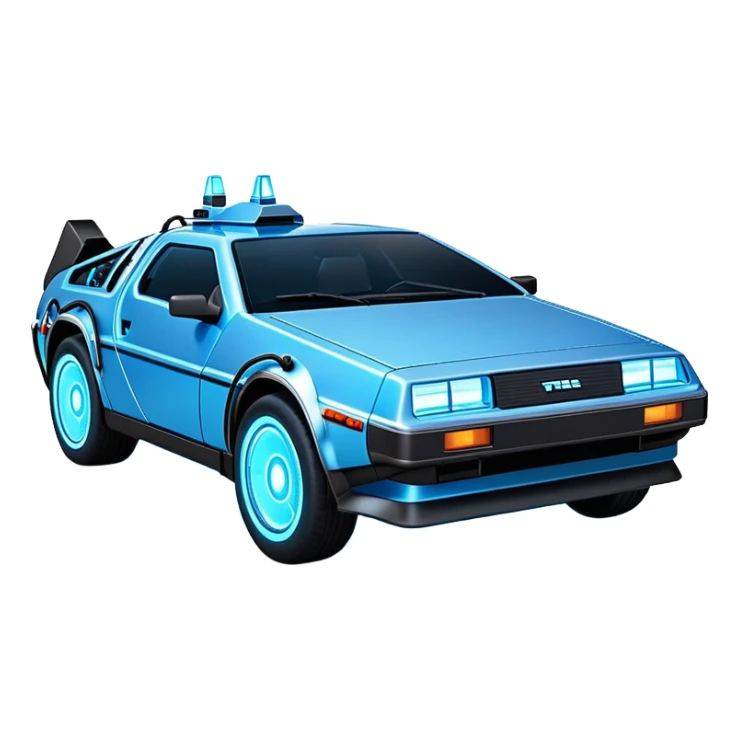 DeLorean car from Back to the Future with Tron movie feel sticker