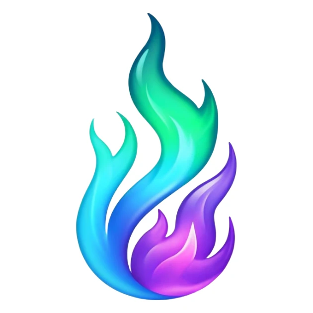 Shiny epic green blue and purple flame sticker