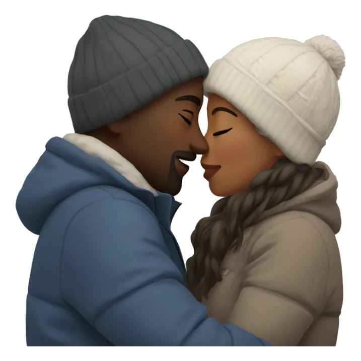 couple kissing outdoors in winter sticker