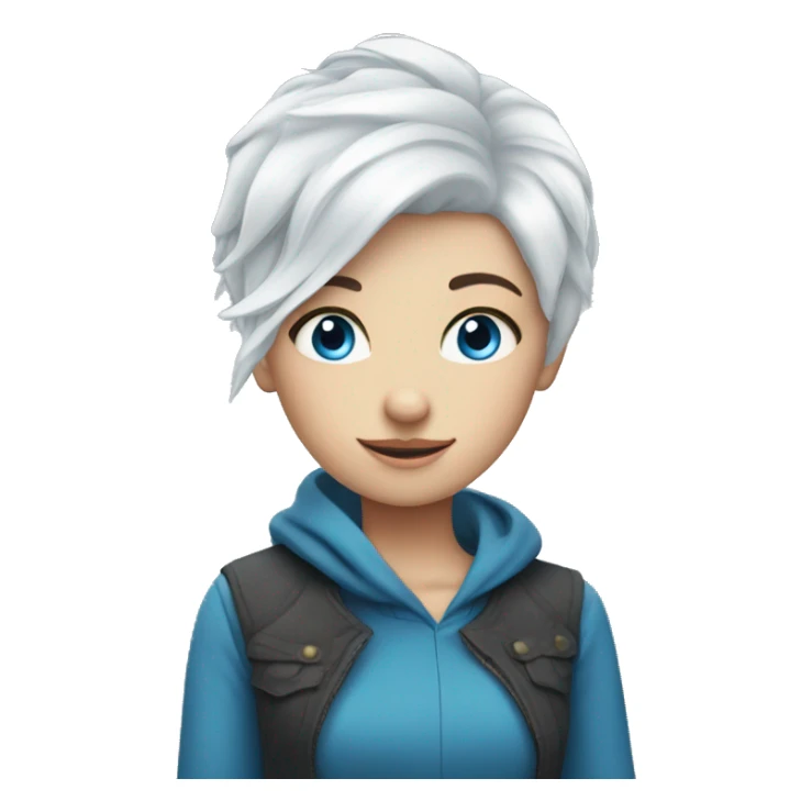 white haired girl with blue eyes and pixie hair sticker